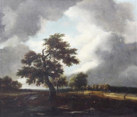 After Jacob Van Ruisdael (1628-1682) Trees in a stormy landscape, 20.5 x 24in.